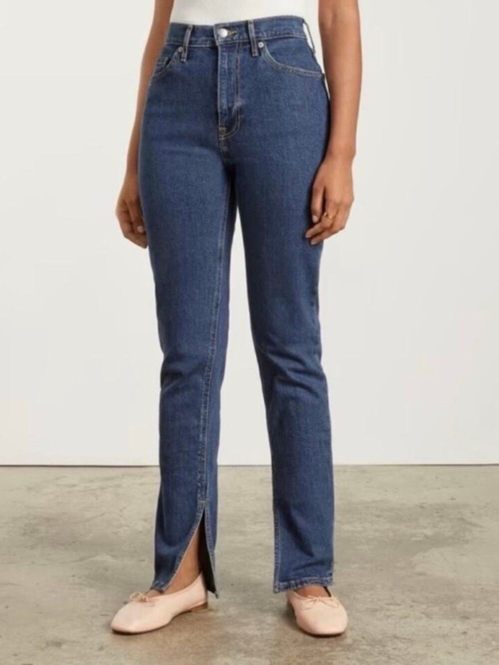 Everlane Cheeky split hem high rise straight leg low stretch jeans womens sz 27